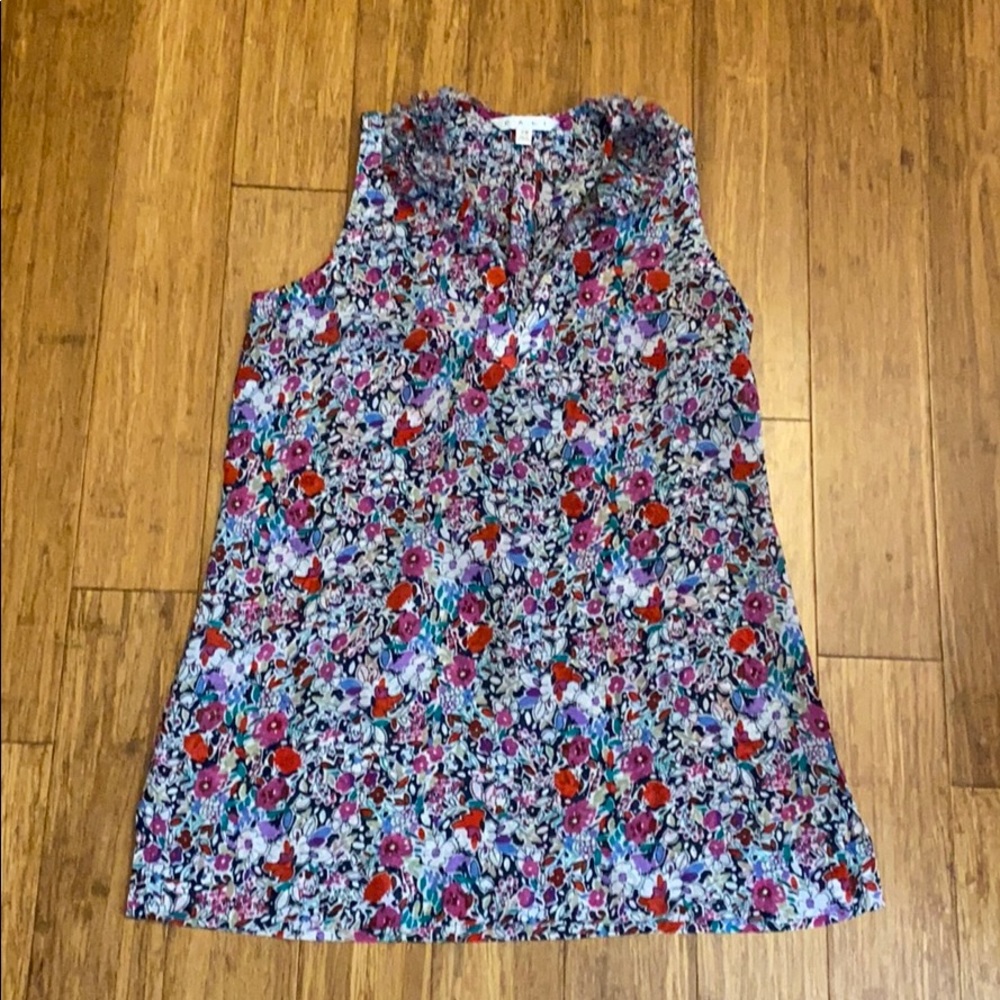 CAbi XS Tunic Shear Ruffle floral Top